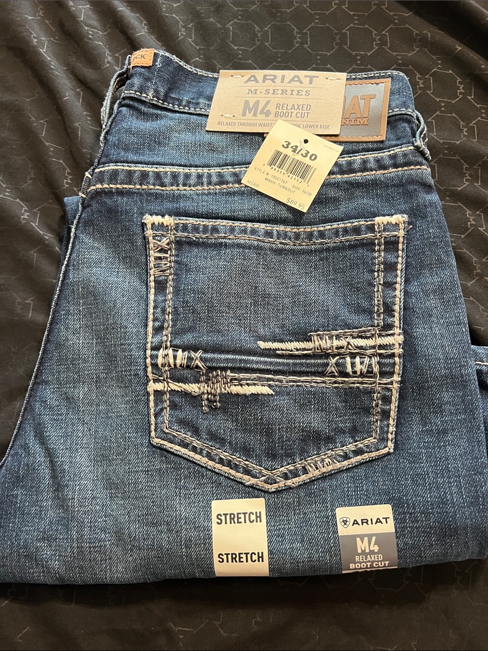 Ariat M4 Relaxed Boot Cut Jeans in Dark Blue Denim